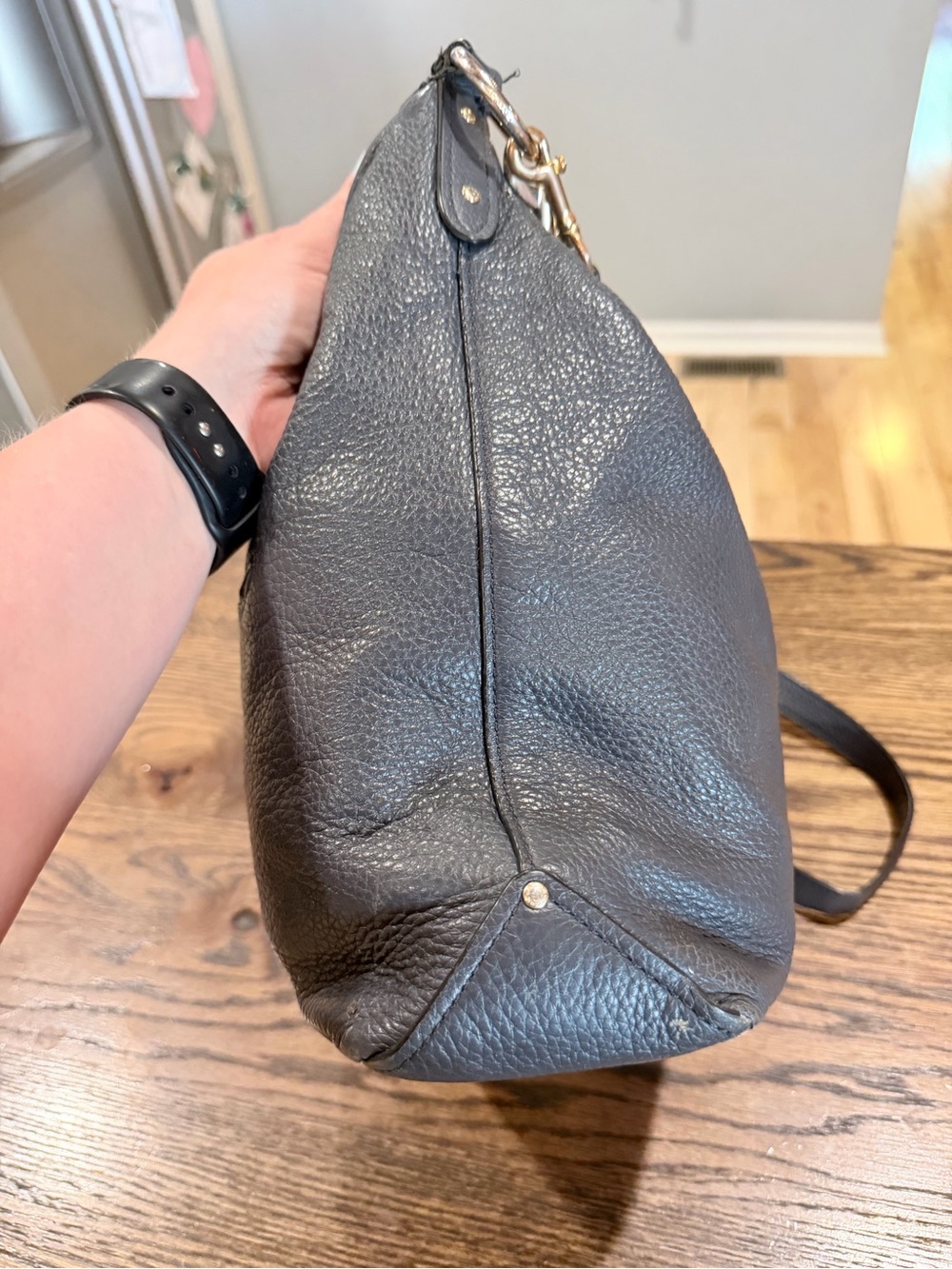 Coach Abby Duffle, Black Pebbled Leather Two-Way with Gold Hardware - Picture 8 of 13